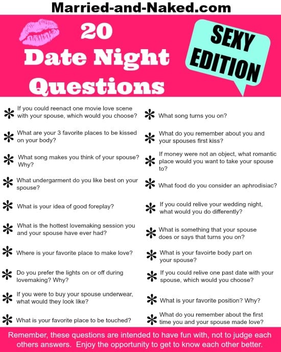 20 Sexy Date Night Questions Free Printable 2363