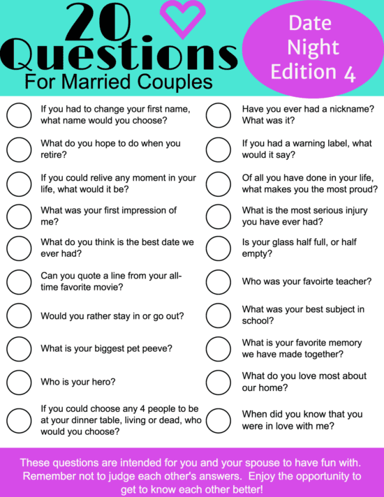 20 Date Night Questions For Married Couples Married And Naked